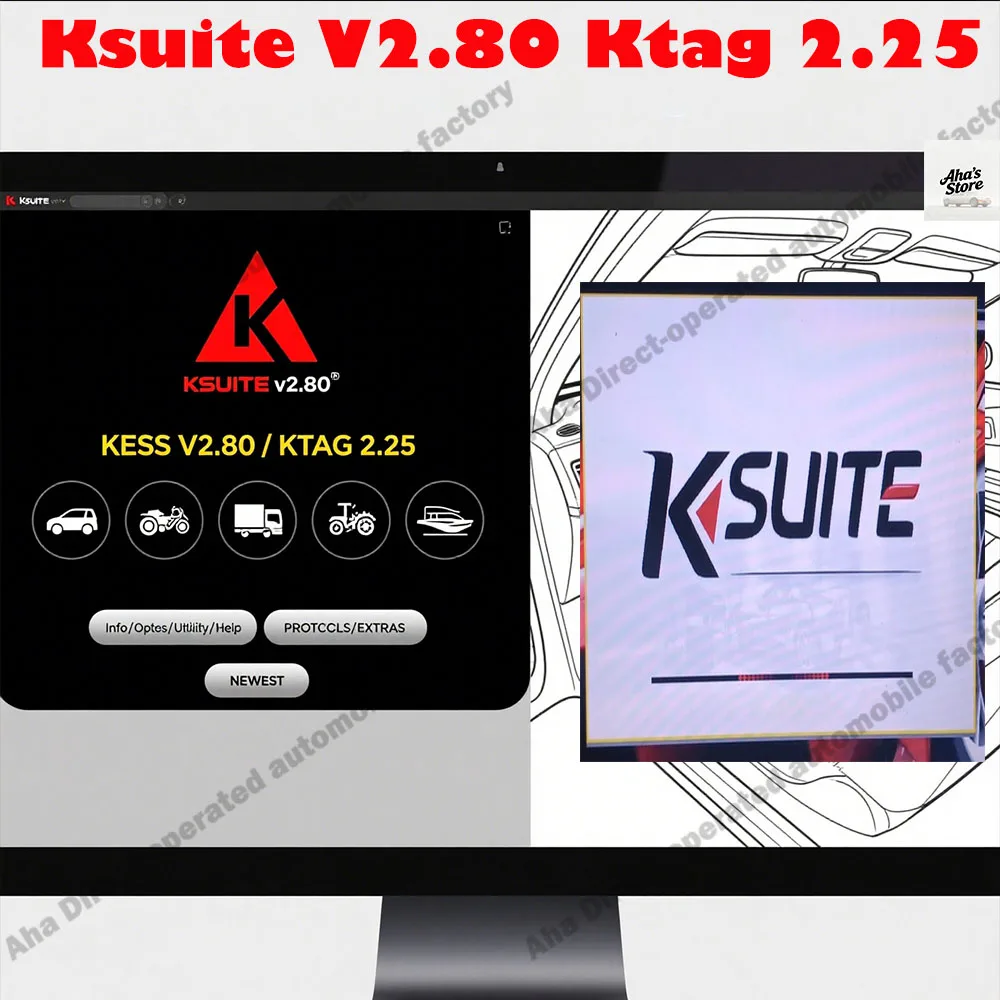 

KSuite V2.80 & Ktag 2.25 obd2 scanner Car accessories Repair Software For KESS V5.017 K-TAG V7.020 KESS 2.70 ECU Turn Program