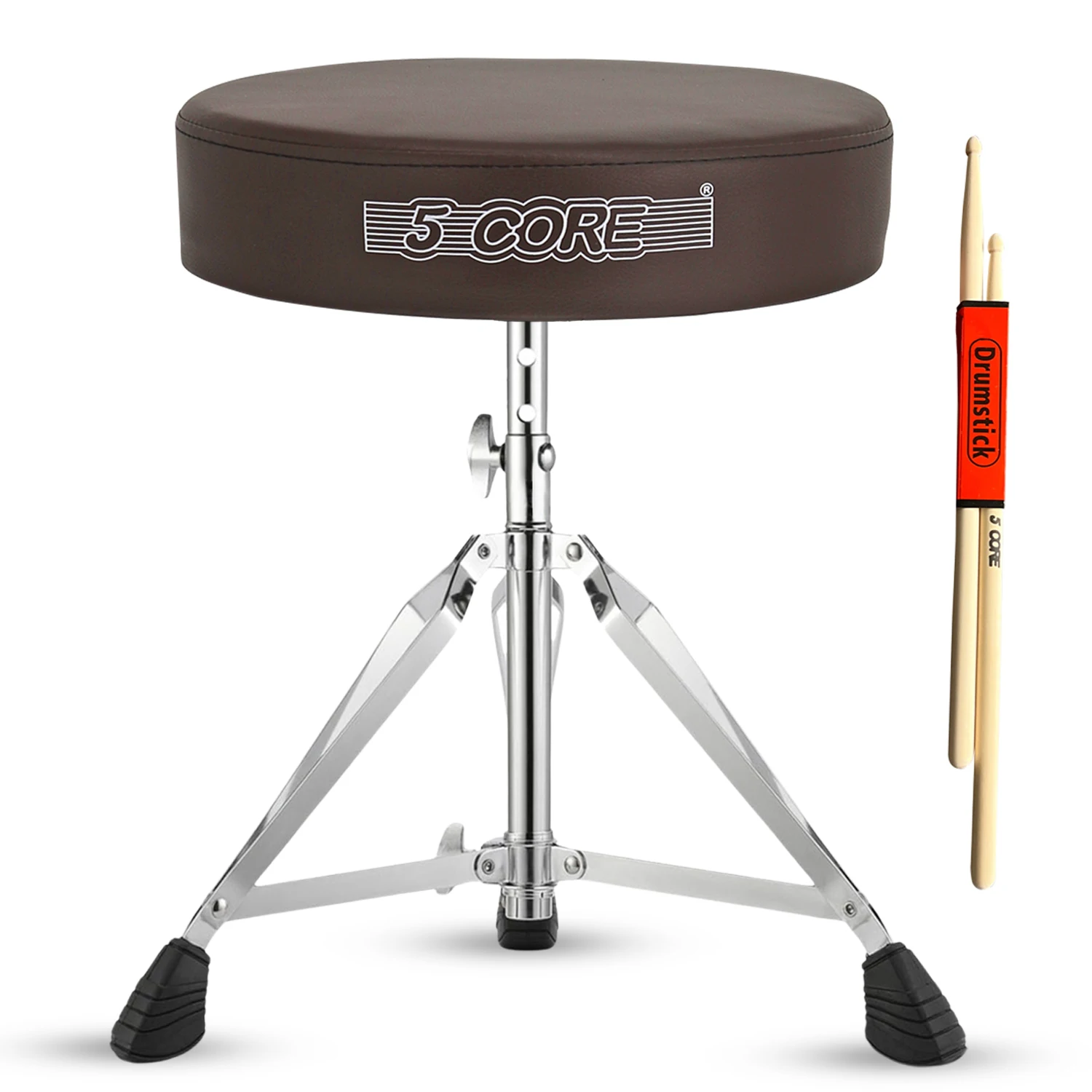 

5 Core Drum Throne Padded Adjustable Guitar Stool Drummer Seat for Adults & Kids DS CH BR