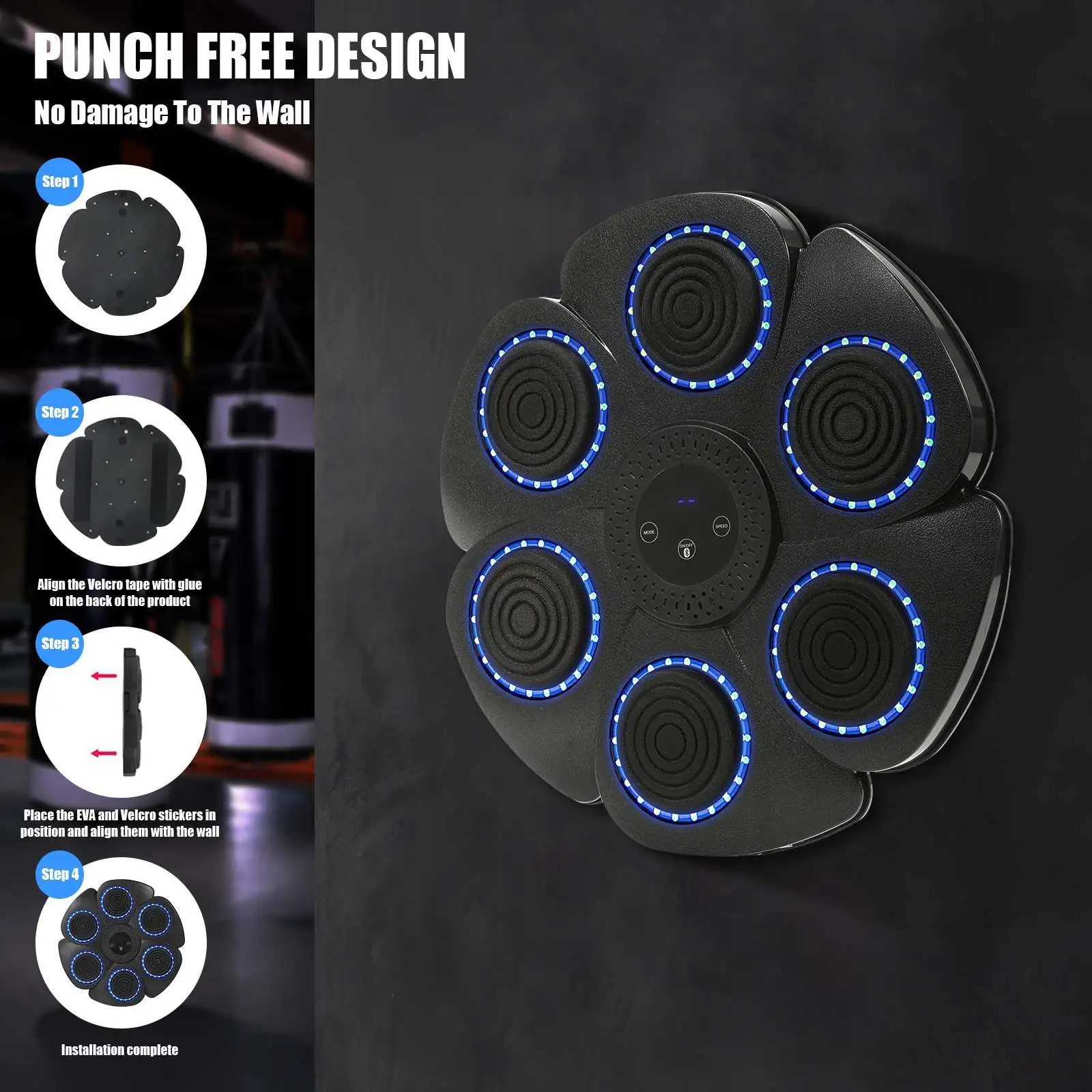 آلة الملاكمة الموسيقية الذكية، تمرين إيقاع دودج وحرق الدهون، اللياقة البدنية المنزلية الألعاب لتخفيف القلب والإجهاد