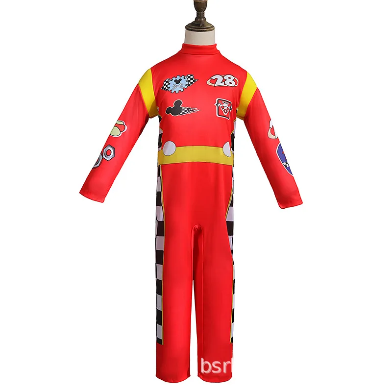 2022 neue Stil Kinder Schwarz & Rot Langarm Overall Cartoon Gedruckt Racing Cospaly Kostüme für Halloween Party oder Karneval