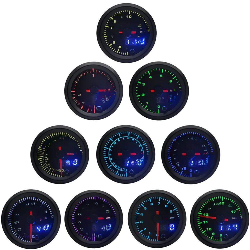 2 "52mm 7 couleurs LED double affichage Boost/eau/température de l'huile/pression de l'huile/volts/rapport de carburant d'air/EGT/tachymètre jauge de voiture + dosettes de jauge