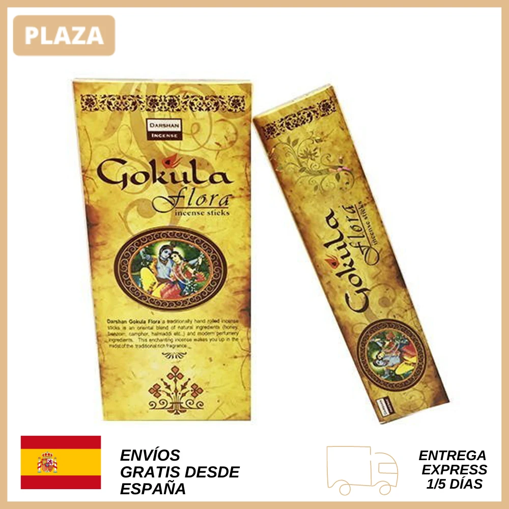 Gokula Flora 15 gr DARSHAN incense-complete box with 6 packs with 15 grams each-Oriental Floral blend Benjui, honey, camphor, Halmadi, etc. High quality special incense