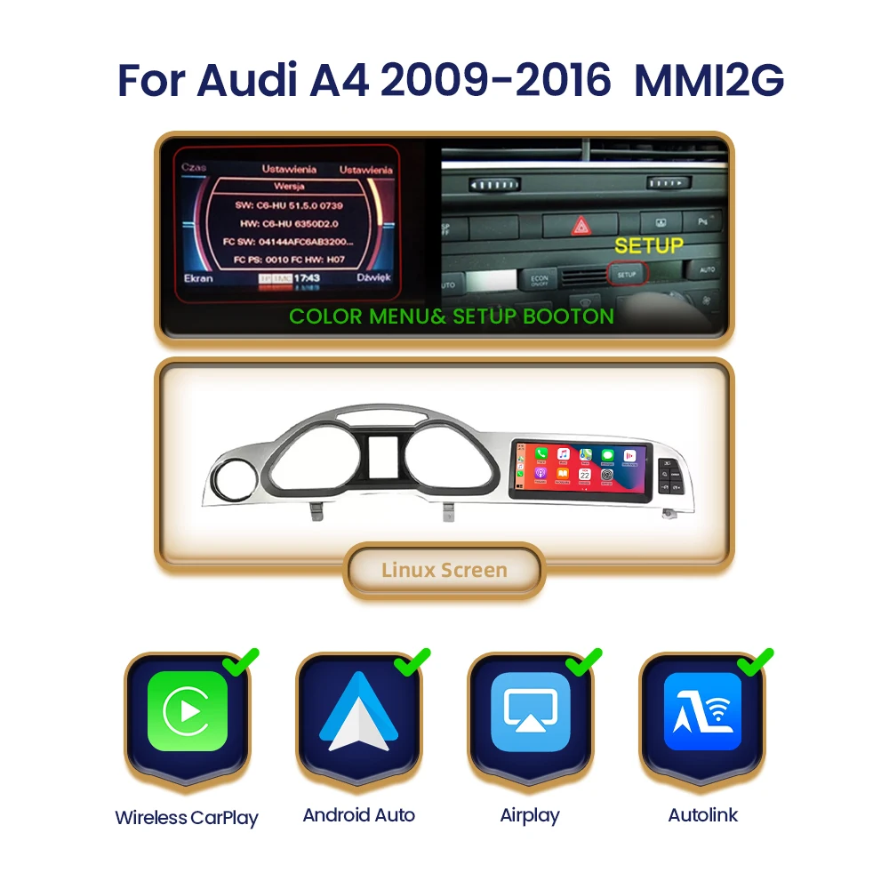 BONROAD Draadloze CarPlay en Android auto Touch Screen Autoradio Voor Audi A6 C6 4F 2005-2015 GPS navigatie Multimedia Speler