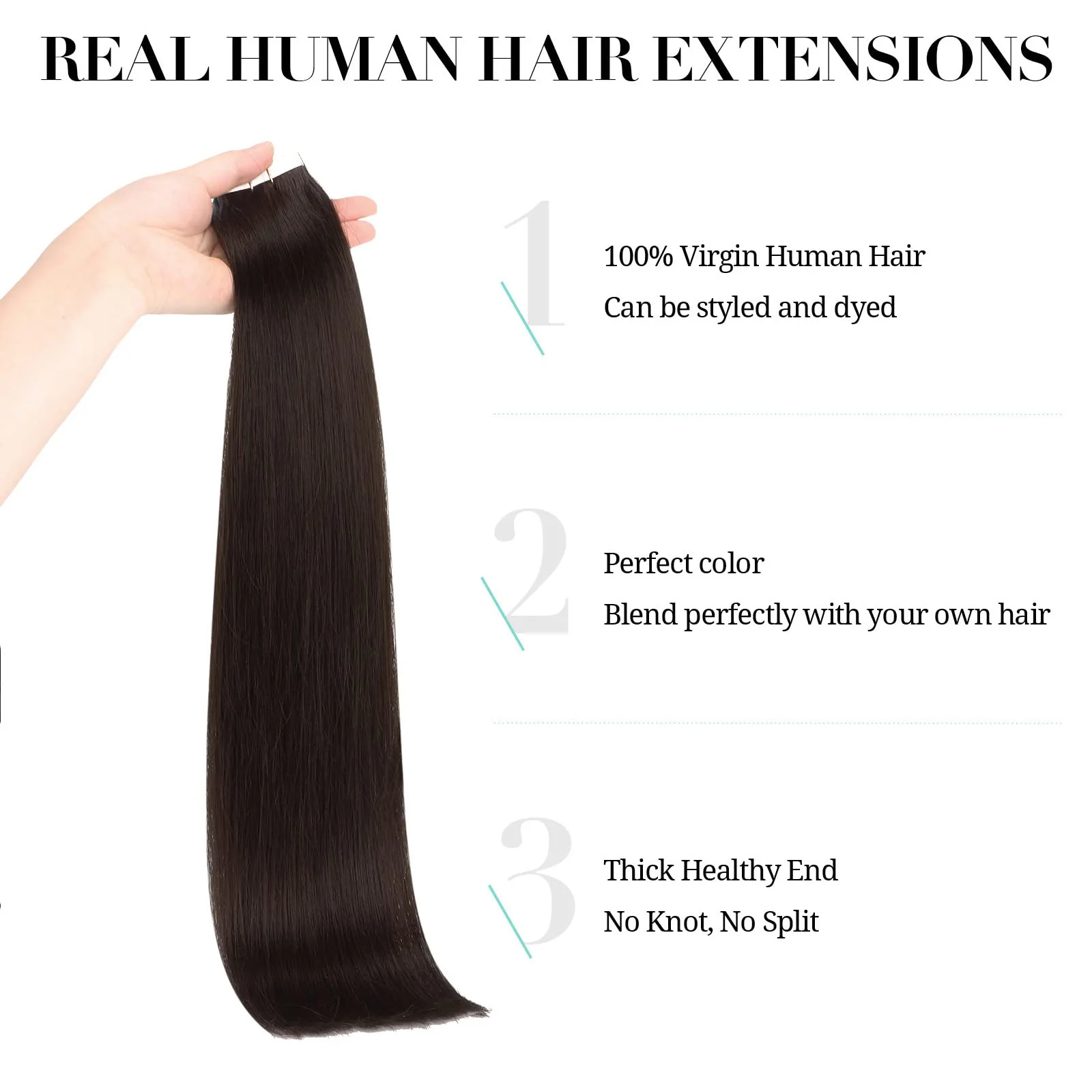 Tape In Hair Extensions Menselijk Haar Zwarte Tape In Extensions Gitzwarte Hair Extensions Tape In Echte Menselijke Haarband In Huidinslag