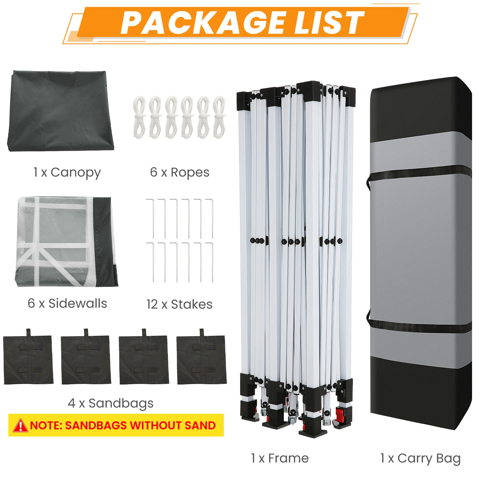 3x6m Pop-up Gazebo Foldable Party Tent with 6 Sidewalls, Easy Assembly for Weddings, Commercial Use, UV50+ Protection Steel Frame