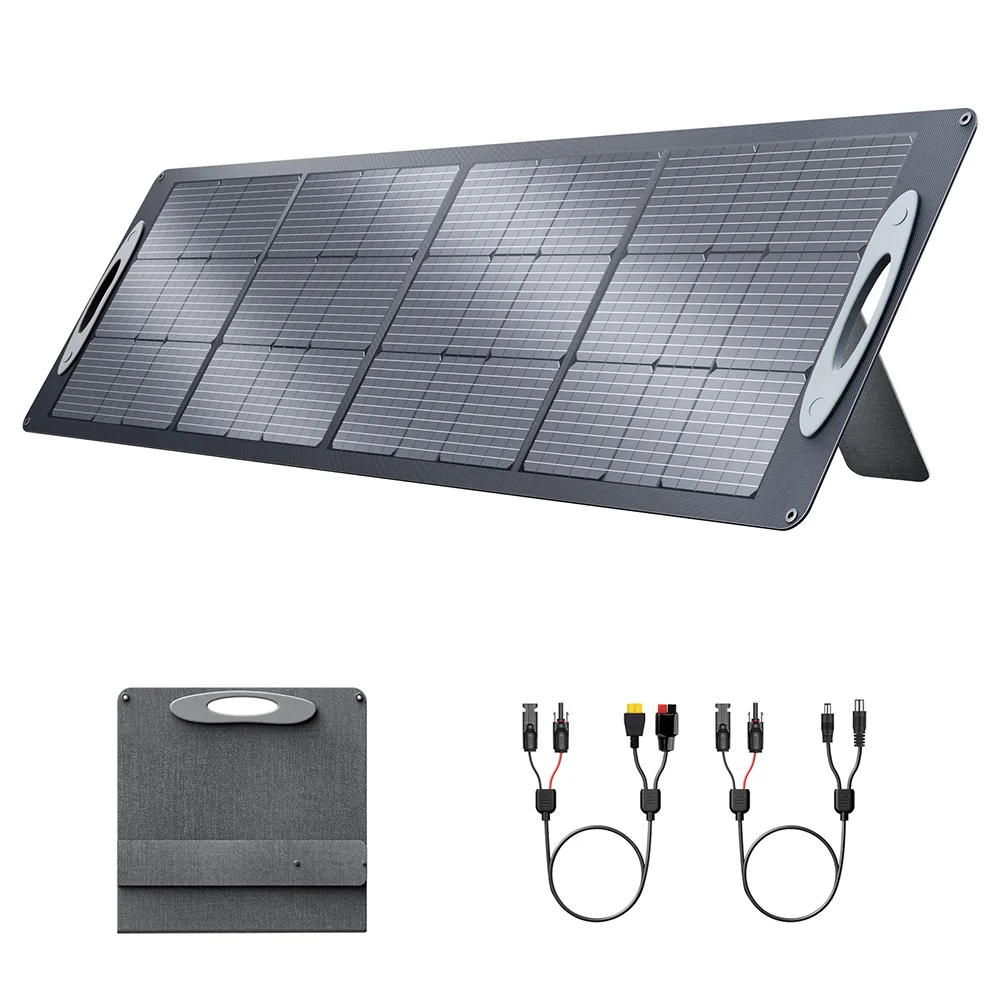 Pannello solare portatile pieghevole VDL POWER 200W, cella monocristallina 20V, cavalletto regolabile, efficienza di conversione del 23,5%, impermeabile IP67, caricatore solare con interfaccia MC‑4