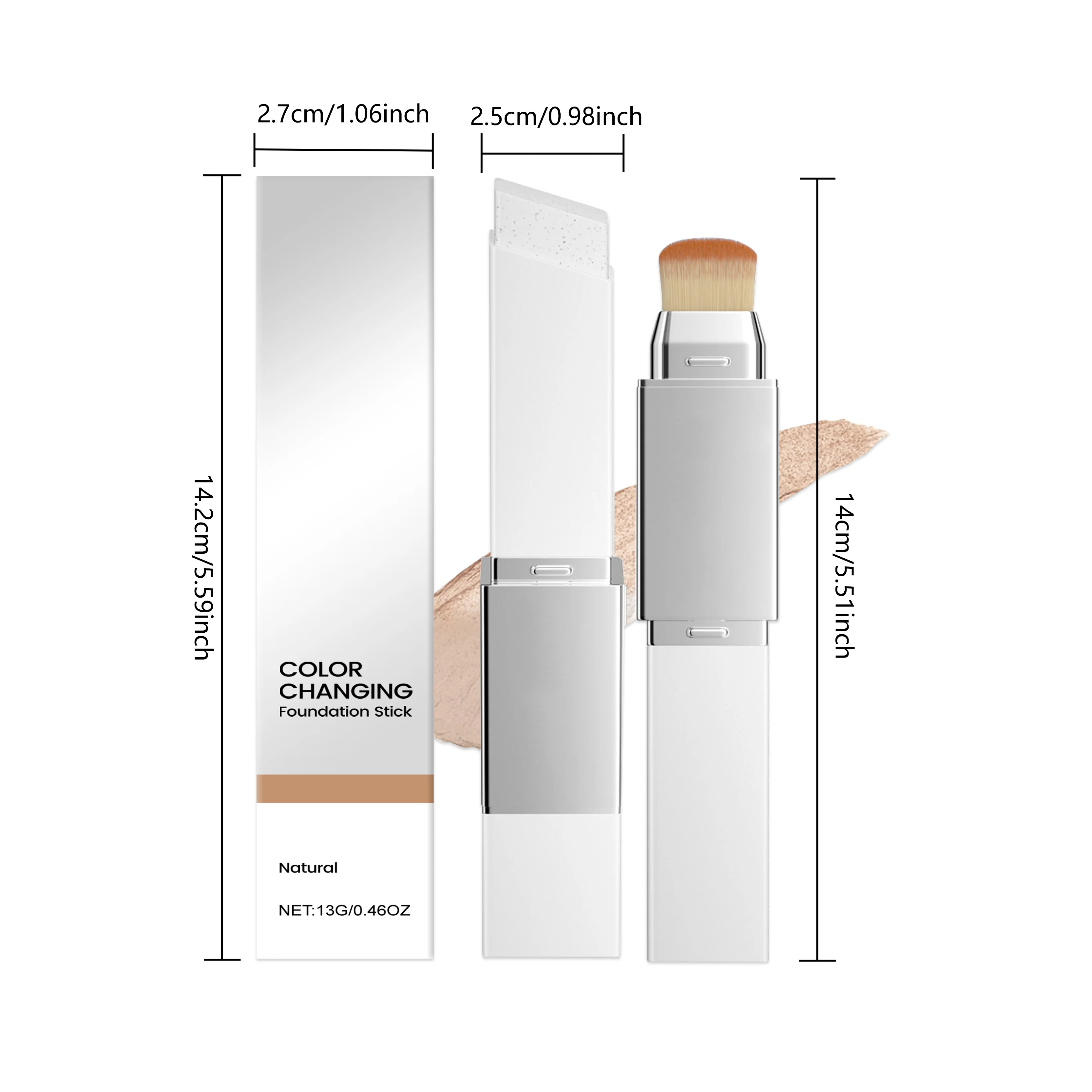 Farbwechselnder 2-in-1-Make-up-Foundation-Stick, feuchtigkeitsspendend, leicht, aufhellend, matte Basis, Make-up, Foundation, Concealer, Make-up