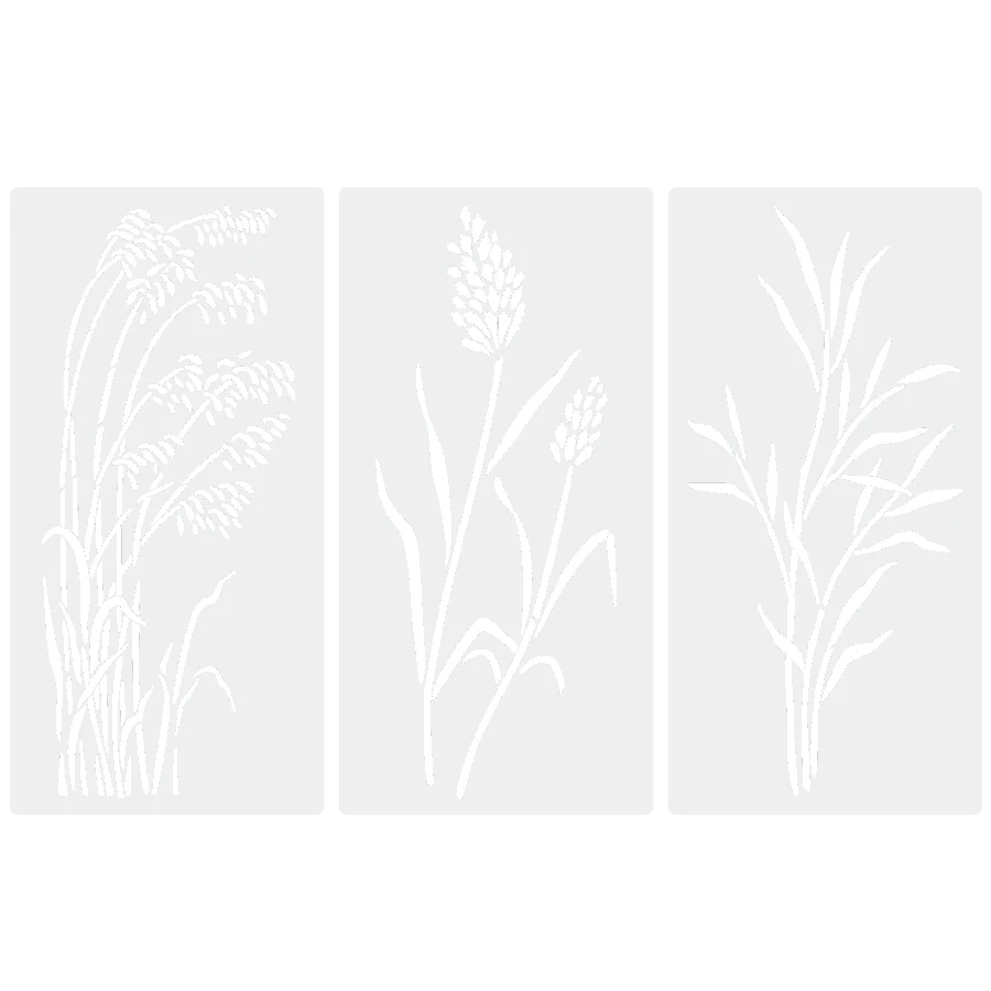 3-teiliges großes Wildblumen-Schablonen-Set 7,9 x 15,8 Zoll – wiederverwendbare Frühlingsblumen- und rustikale Pflanzensprühvorlage für Wand, Boden, Zaun – Detail 2