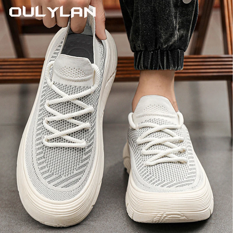 New Men\'s Sneakers Casual Mesh Shoes Summer Breathable Shoes Thick Sole Anti slip Lightweight Soft Sole Soft Face Trendy Shoes