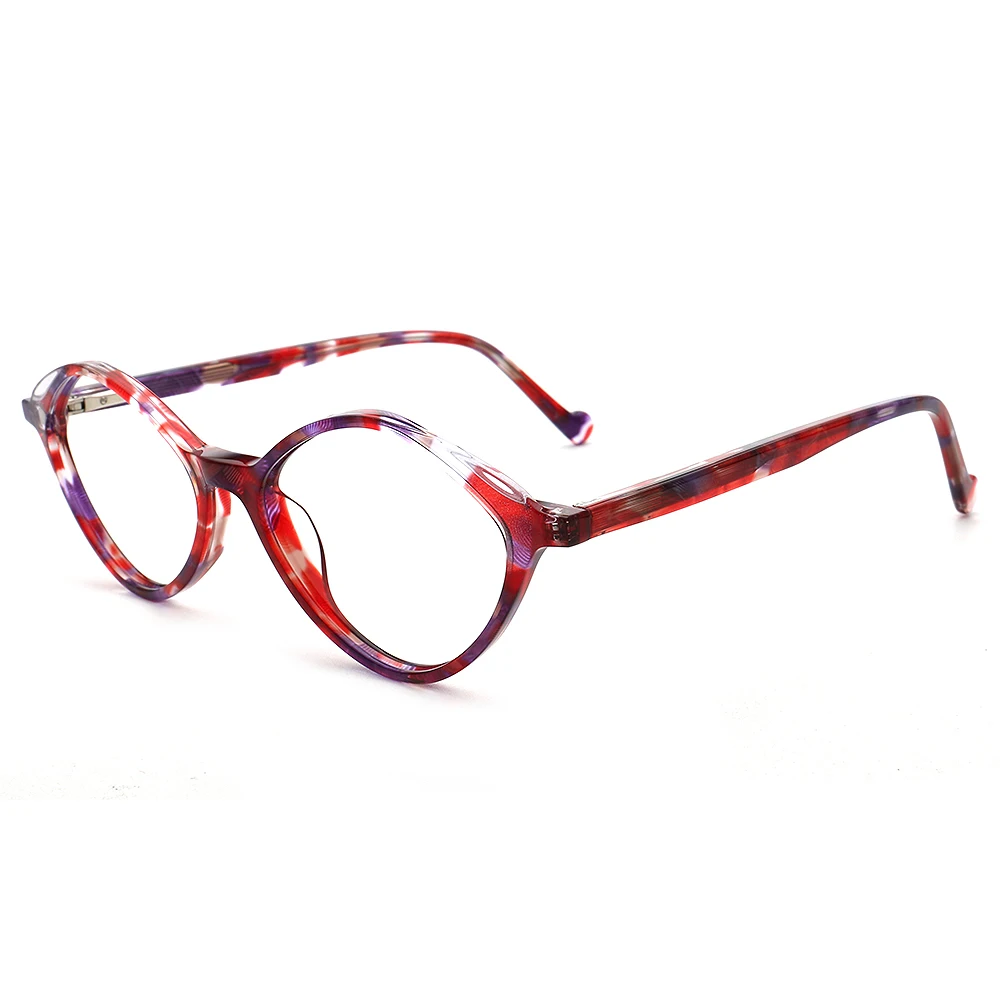 Modern Geometric Womens Prescription Eyeglasses for Female Floral Tortoise Glasses Frame Diamond Shape Red Optical Eyewear Retro