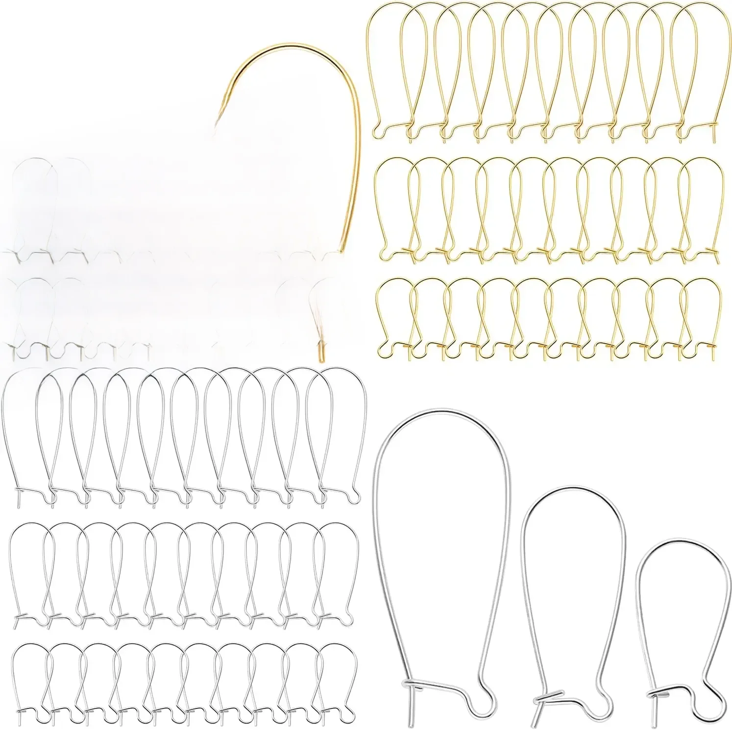 50 sztuk 10X20mm/12X25mm hipoalergiczny nerk ze stali nierdzewnej zamykany kolczyk hak przewody do uszu DIY tworzenia biżuterii ustawienia podstawa — zdjęcie 2