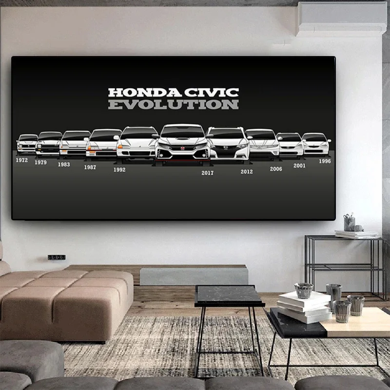 

Civic Evolution Type R Car Canvas Painting and Posters Prints Wall Art Pictures For Living Room Home Decor Frameless