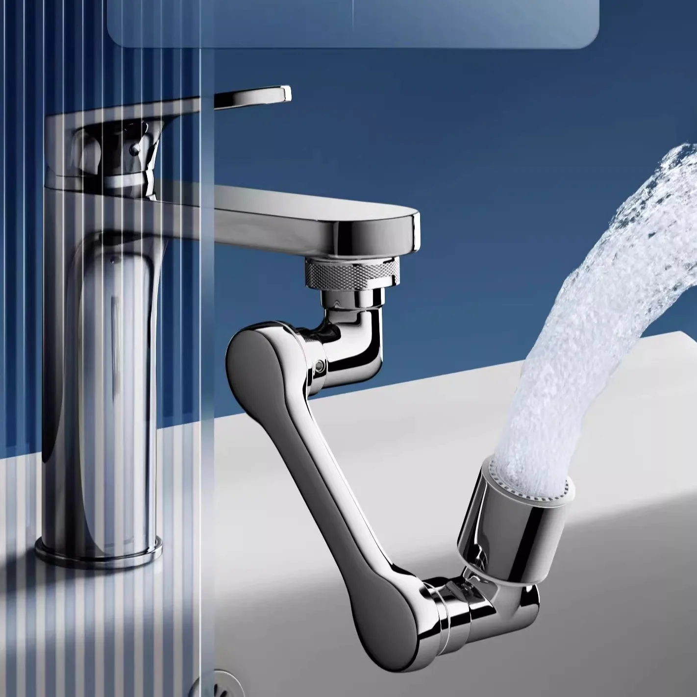 1080 ° Grifo de rotación Universal para lavabo, brazo de Robot, cabezal rociador de modo Dual, lavabo de baño, grifo giratorio a prueba de salpicaduras