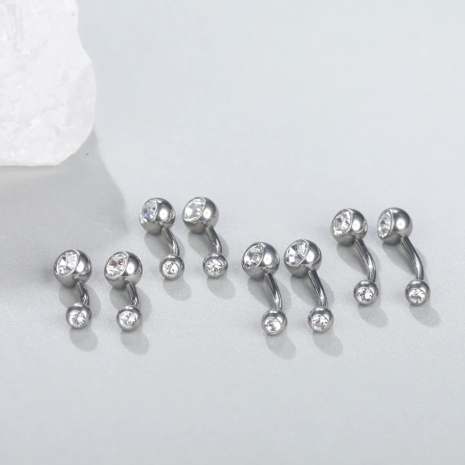 1Pc Titanium Navel Piercing Jewelry Gems Belly Button Piercing Ombligo External Thread Ear Piercer Navel Earring Women 6/8/10/12