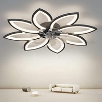 Led Ceiling Fan Flower Shape Bedroom Ceiling Lamp Remote Control 6 Wind Speed for Bedroom Living Room Fan Ceiling Lights