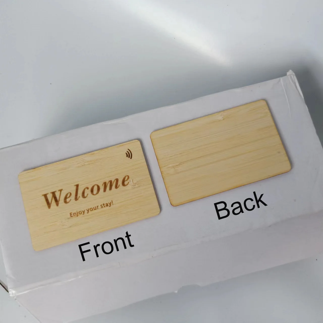 Hotel Key Cards Of Wooden Bamboo Hotel ”Welcome To Stay“ With 1k Chip