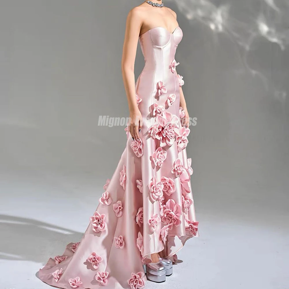 

Mignon Satin Sexy Sweetheart Flowers Long Train Prom Gowns Evening Dresses Formal Dress For Women Abendkleider Luxus 2024