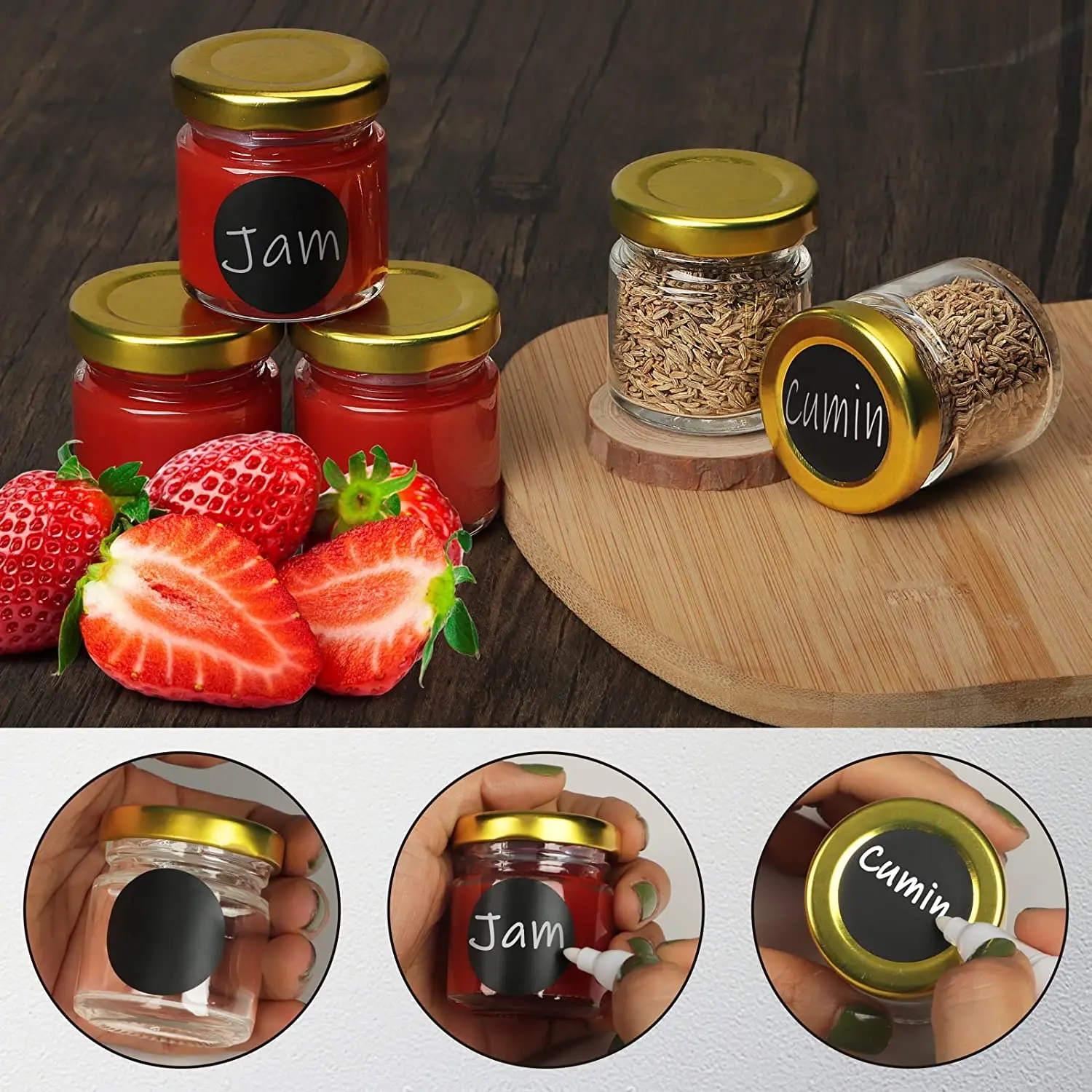 Small Glass Jars with Lids, 1.5 oz Mini Jam Jars, Small Honey Jars for Favors, Candle Jars for Candle Making for Gifts