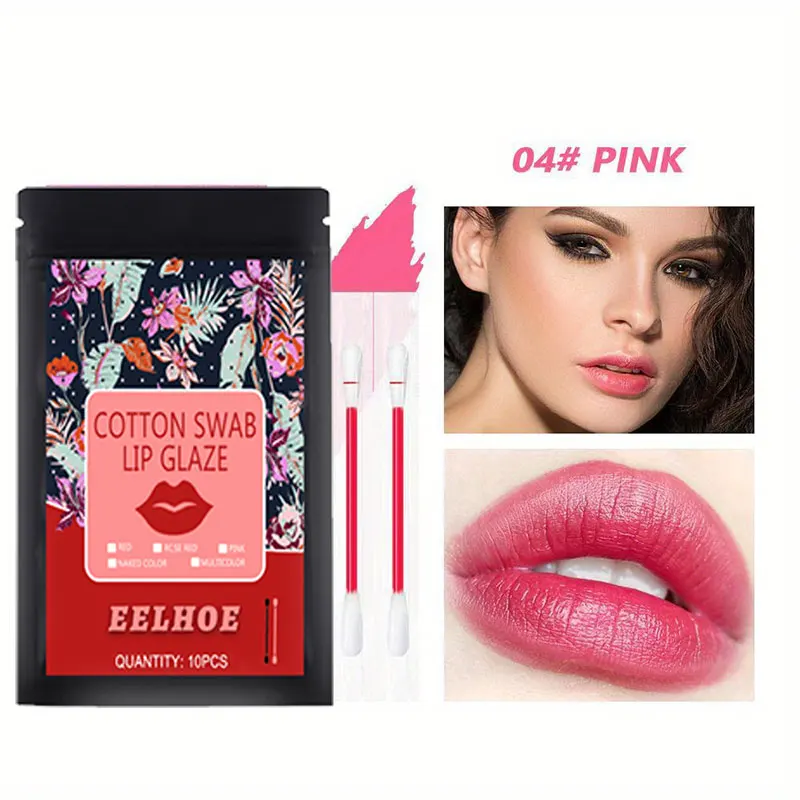 Cotton Swab Lip Glaze Lipstick Moisturizing Non-stick Cup Portable Disposable Lipstick Liquid