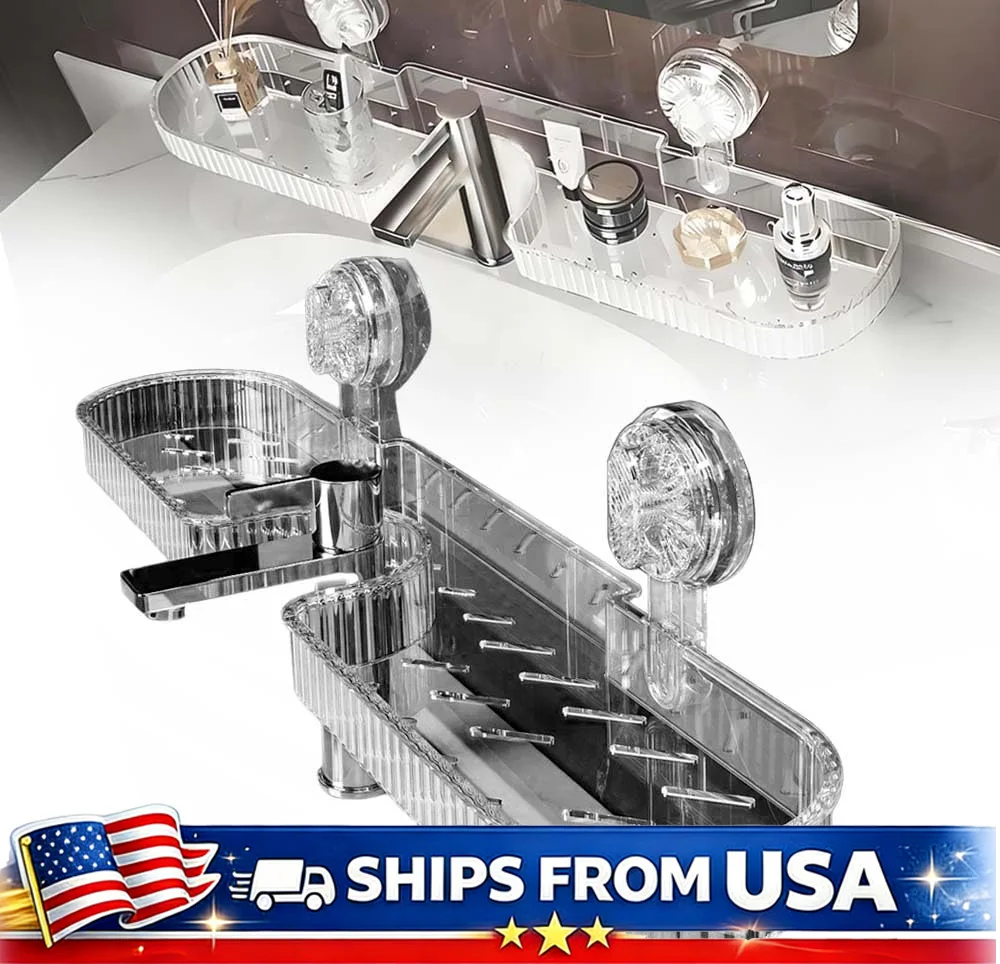 

Suction Cup Shower Shelf Organizer No Drill Wall Mounted Storage Rack For Bathroom Kitchen Sink Clear Toiletries Holder