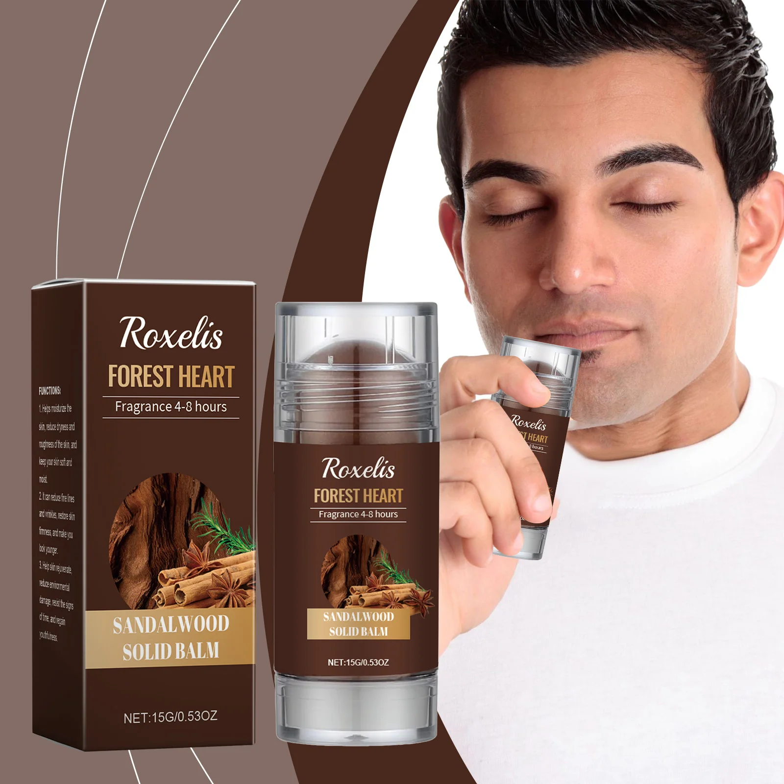 

Roxelis 15g Sandalwood Solid Perfume Refresh Fragrance Lasting Body Scent Temptation Flirting Charming Sandalwood Perfume Balm