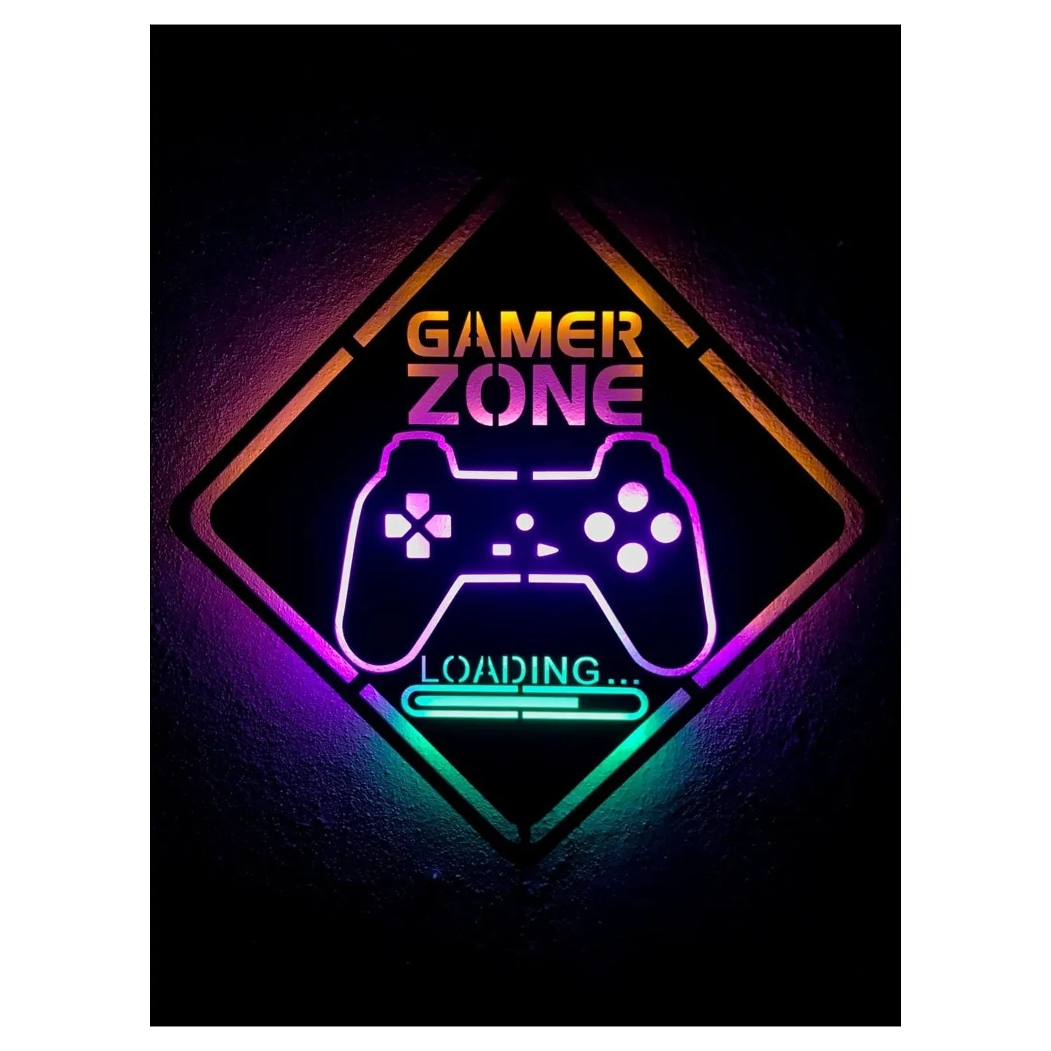 Gamer Zone Neon Sign LED Light Hanging Night Wall Lamp Room Decoration Boys Girls Teen Bedroom Bedside Porch Wooden Decor Plaque