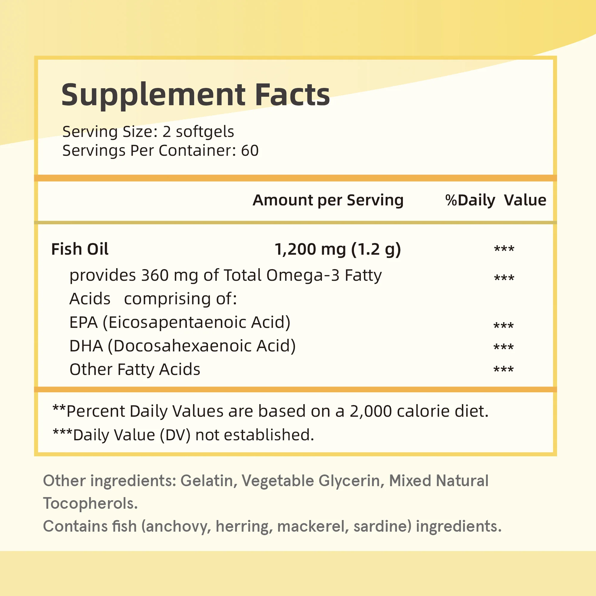 Fish Oil - Enriched with DHA & EPA - Support Brain, Joint & Skin Health, Antioxidant, Enhance Cognitive Function - 120 Capsules