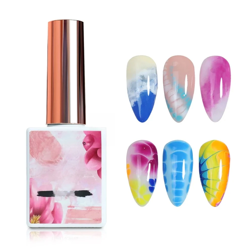 FZANEST Salon Clear DIY Nail Art Design Painting Gel Blooming Gel Nail Polish UV LED Liquid Fast Flower Effect Marble Manicure