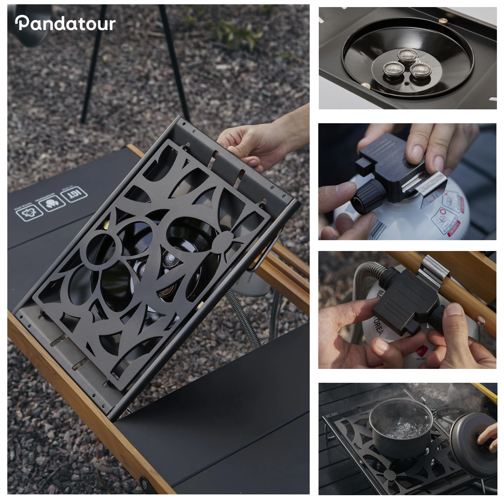 Pandatour IGT التخييم سوبر عالية النارية موقد سطح المكتب واحد وحدة واحدة بلمسة واحدة للطي IGT الجدول موقد فرن الفولاذ المقاوم للصدأ ﻿