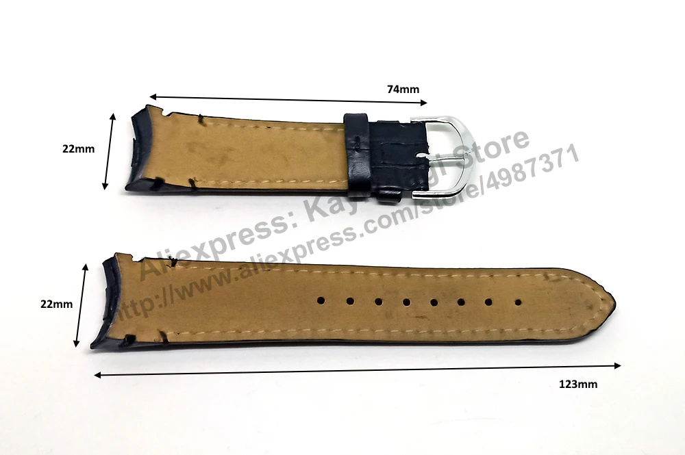 Compatible for Aviator AVW8974G76  , AVW8974G261  , AVW8974G261S - 22mm Black Leather Curved End Replacement Military Watch Band