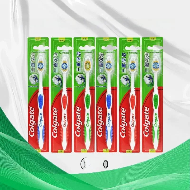Clogate 6PCS Triplo Deep Clean Médio Cerdas Toothbrush Família Pack Adulto Oral Care Fine Gum Soft