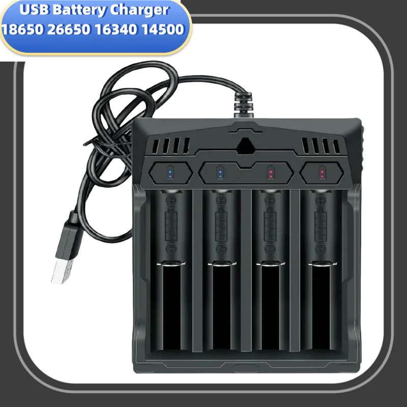 

Skywolfeye USB перезаряжаемая быстрая зарядка 4-слотовое зарядное устройство с независимым слотом для литиевых аккумуляторов Lion