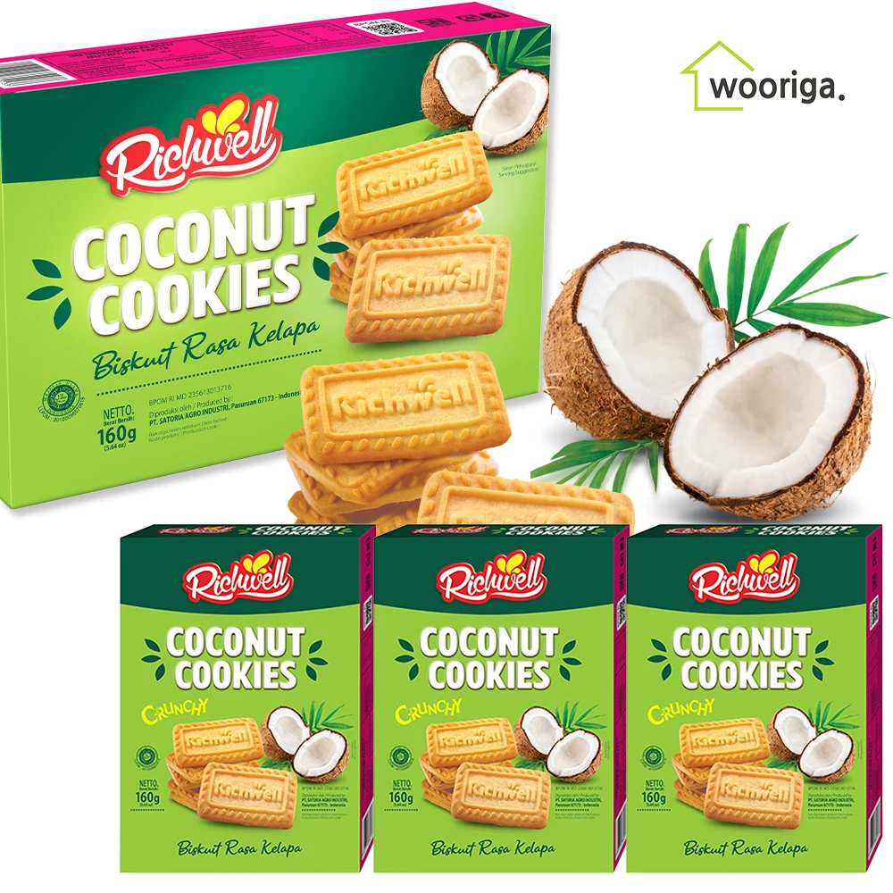 Rich well coconut cookie 160gx4 box large capacity sweets