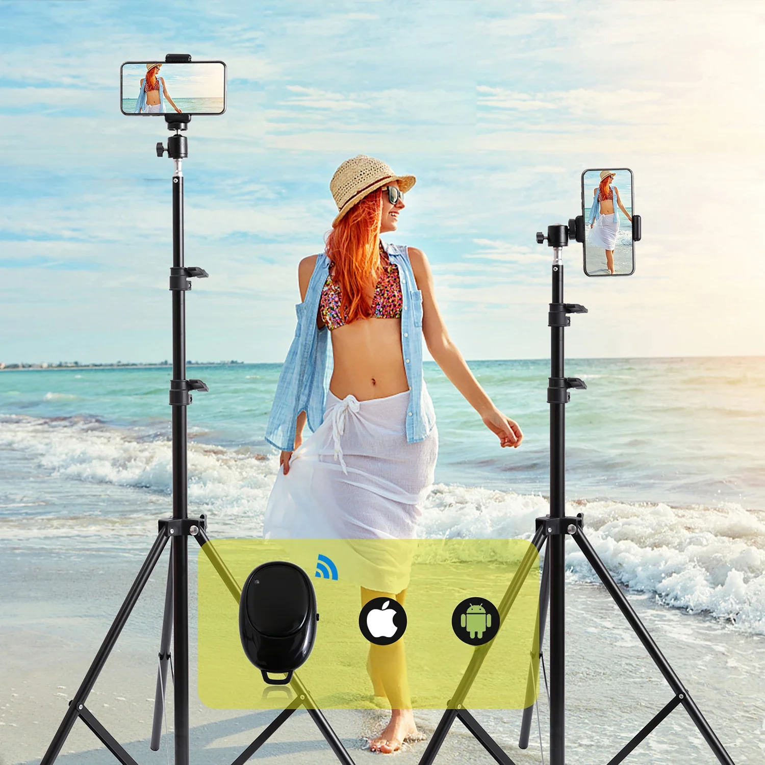 Trépied de Photo puissant pour Selfie, Portable, 160cm, 200cm, pour téléphone Portable, appareil Photo numérique, lampe annulaire avec télécommande Bluetooth