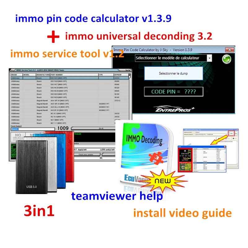 

Newest Edc 17 IMMO SERVICE TOOL V1.2 PIN Code++IMMO Pin Code Calculator V1.3.9+IMMO Universal Decoding V3.2 with free Keygen