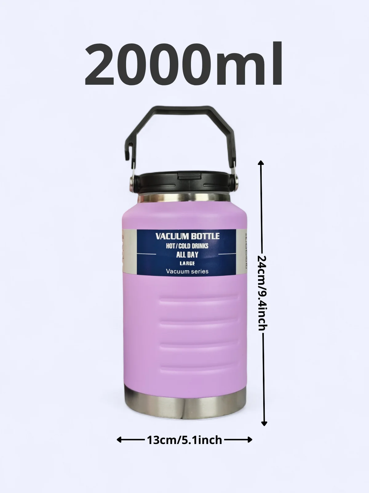 Pya-6 Food Grade 304 Sus ترمس من الفولاذ المقاوم للصدأ سعة 2000 مل مع جدار عازل مزدوج، مقبض مريح معزز، إغلاق مانع للتسرب وتصميم عصري متوفر بألوان متعددة غير لامعة للمشروبات #6