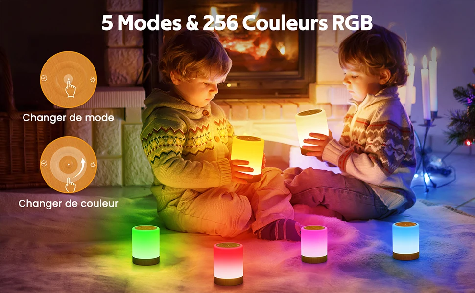 Lureshine 2-Pack RGB Night Light Lamp with Touch Control and Color Changing, 13‑inch Portable Dimmable USB‑Rechargeable Table Lamp with 1800mAh Battery for Bedroom Decorative Lighting