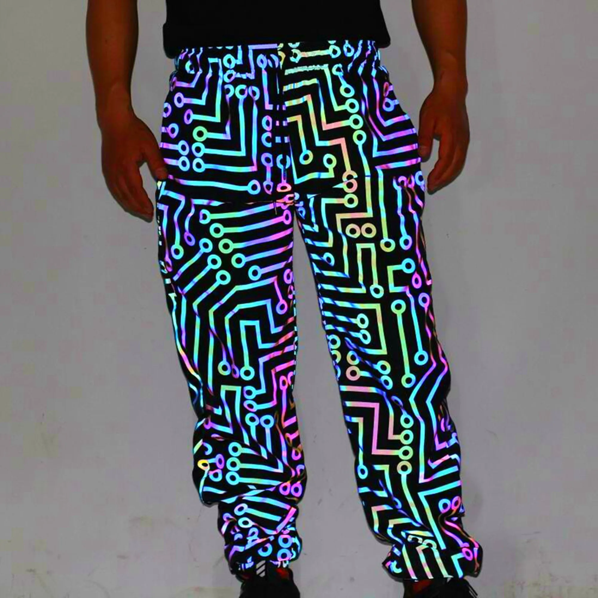 Holographic Men Reflective Geometric \