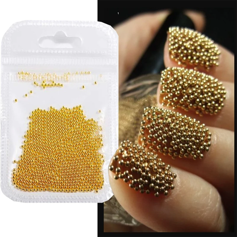 

10g/bag Mini Glass Caviar Metal Beads Nail art Charms 1mm 3D Nails Jewelry Rose/Gold/Silver Manicure DIY Decoration Accessory&*&