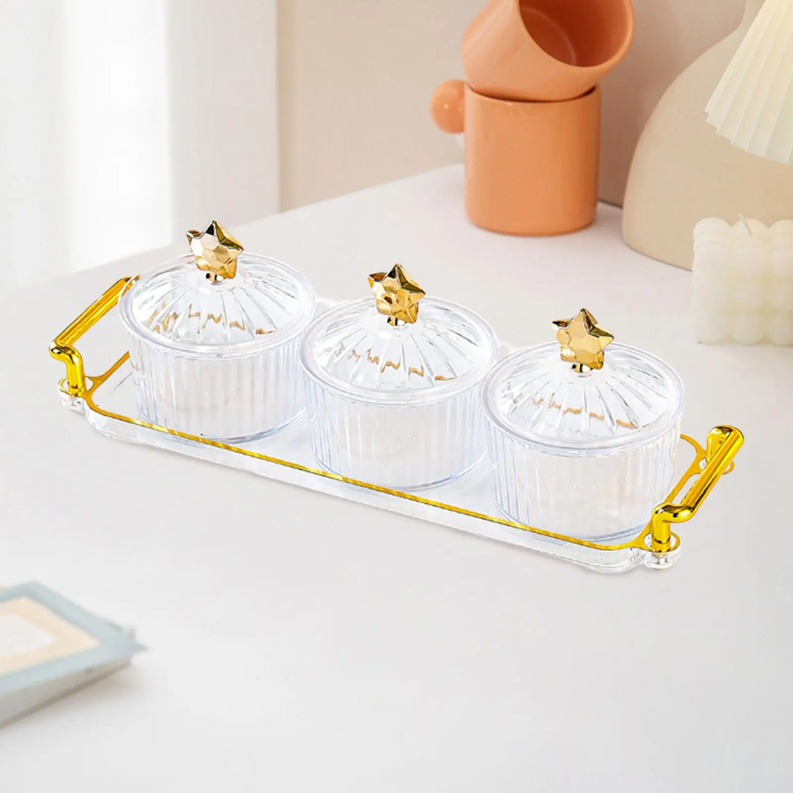 Dessert Dividing Plate with Lid Storage Container Divided Snack Serving Bowls for Appetizer Home Party Sweet Cookies Nuts