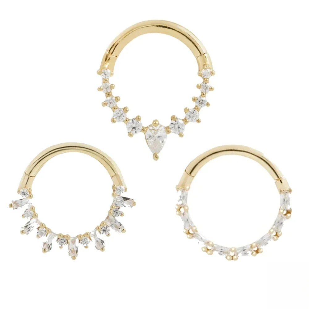 AIDE 1PC 925 Sterling Silver Microinlaid Shiny Zircon Chrząstka Przekłute Kolczyki Dla Kobiet Mężczyzn Seksowny Okrągły Pierścionek na Nos Biżuteria do ciała — zdjęcie 2
