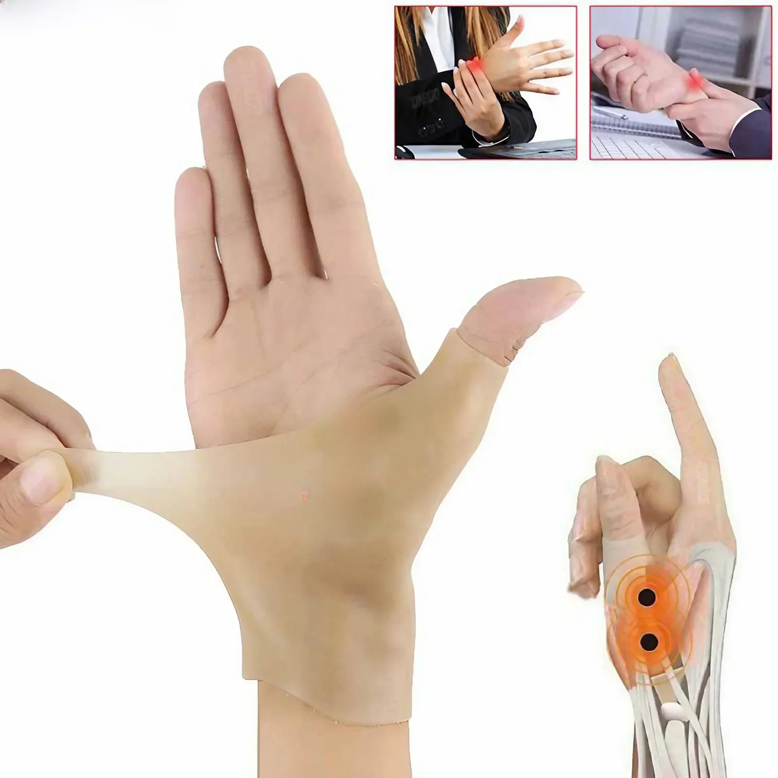 JJYY 1PC terapia magnetyczna nadgarstek rękawice podtrzymujące kciuk żel silikonowy zapalenie stawów korektor ciśnienia masaż rękawice łagodzące ból — zdjęcie 2