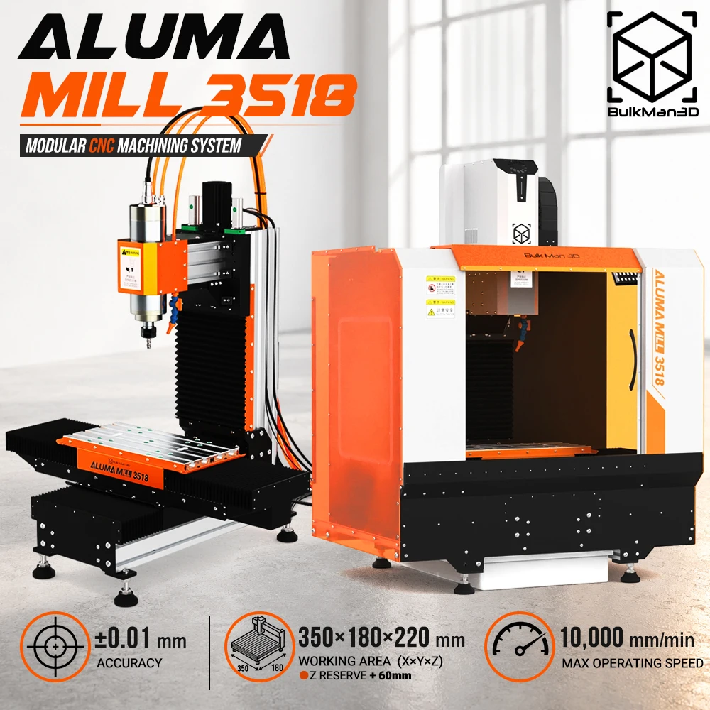 ALUMA MILL 3518 Metal CNC Milling Machine DDCS V4.1 Controller 2.2KW Spindle Ball Screw Linear Guide Aluminum Router