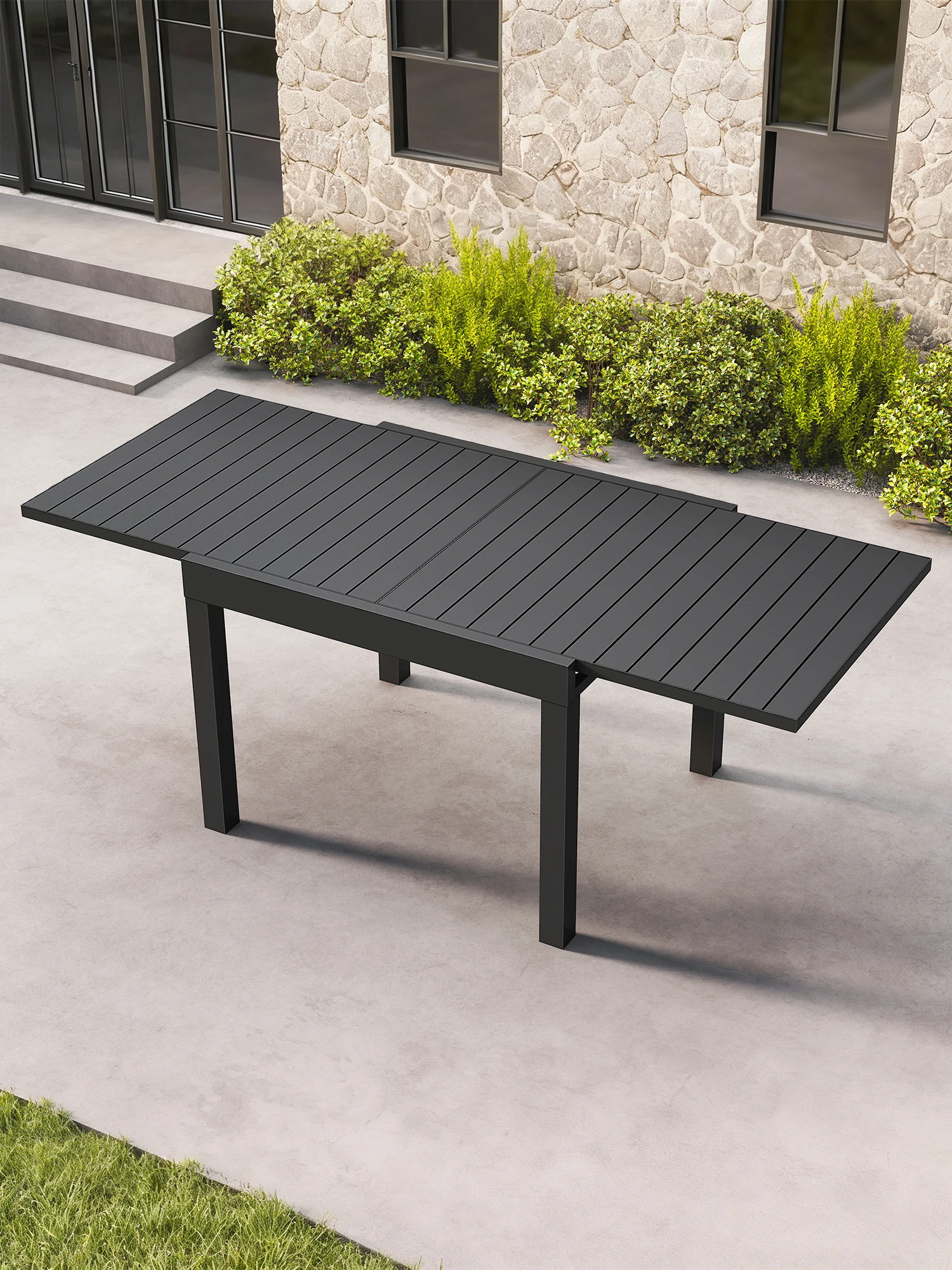 SEEHILL Patio Aluminum Extendable Dining Table, Never-Rust Expandable Outdoor Dining Table for 4-8 Person, 38