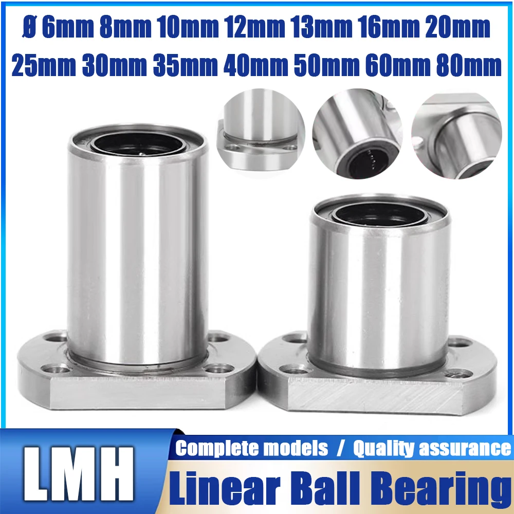 

1PCS LMH 6 8 10 12 13 16 20 25 30 35 40 UU or LUU Oval Flange Bushing Router Shaft CNC Linear Bearing For 3D Printer Parts Rods