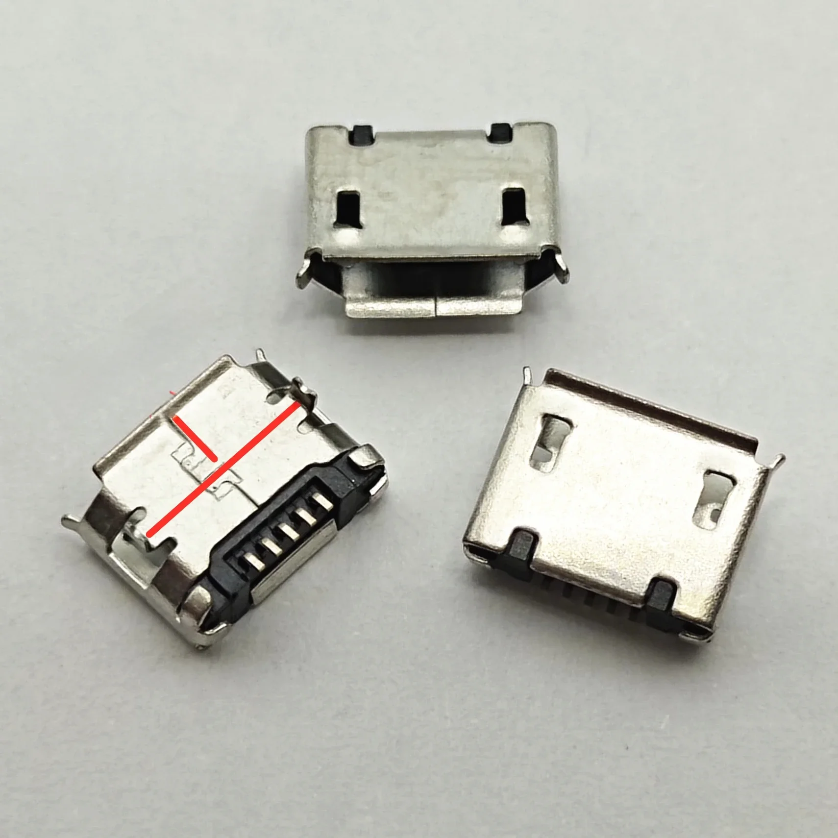 100 szt. Złącze Micro USB mini 5-pinowe 6,4 mm z zakrzywionymi krawędziami, krótkie nóżki, 5P DIP2, port do transmisji danych, port ładowania, złącze do telefonów komórkowych. — zdjęcie 2