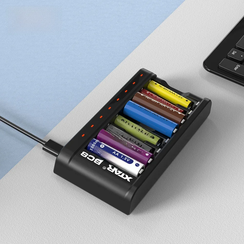 XTAR 8slot 1.5V Battery Charger BC8 18W QC3.0 Charging Rechargeable 1.5V Li-ion 1.2V Ni-MH AA  AAA Batteries Intelligent Charger