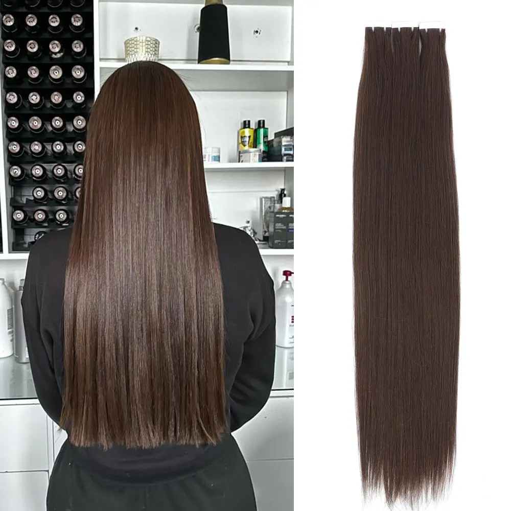 

Synthetic Tape In Hair Extensions Straight High Temperature Fiber Hair Double Sided Adhesives Natural Black Hair Extension