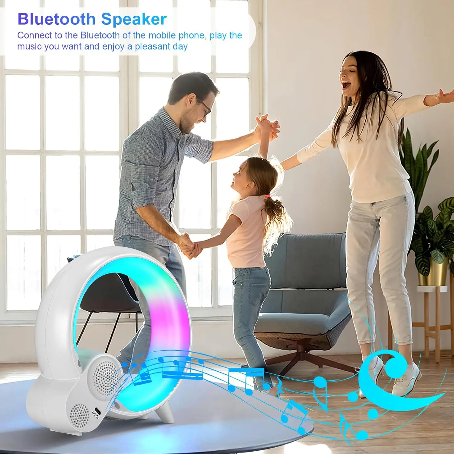 Imagem -06 - Q-shaped Dimmable Night Light Multi-function Despertador Alto-falante Bluetooth Controle de Aplicativos Rgb Mood Lamp Quarto