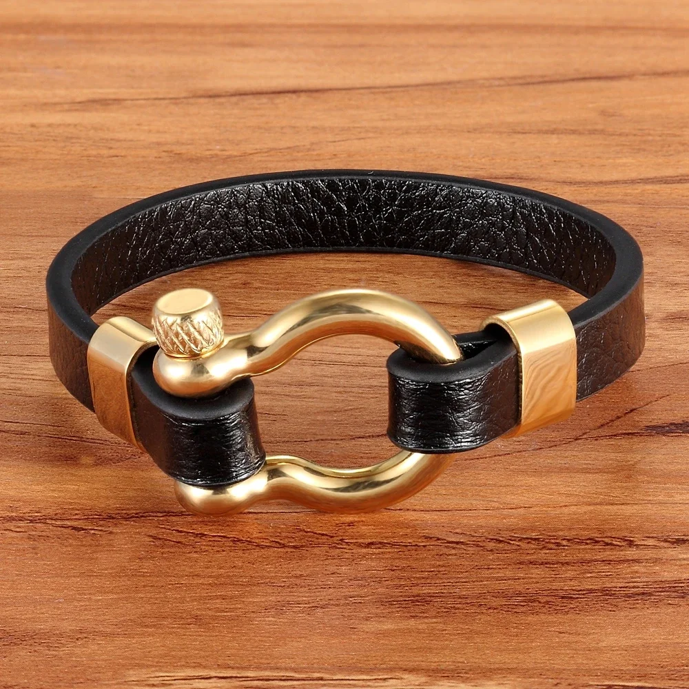 XQNI Beste Neue Klassische Hip Hop Rock Stil Geometrische Kreis Toggle-spangen männer Leder Armband